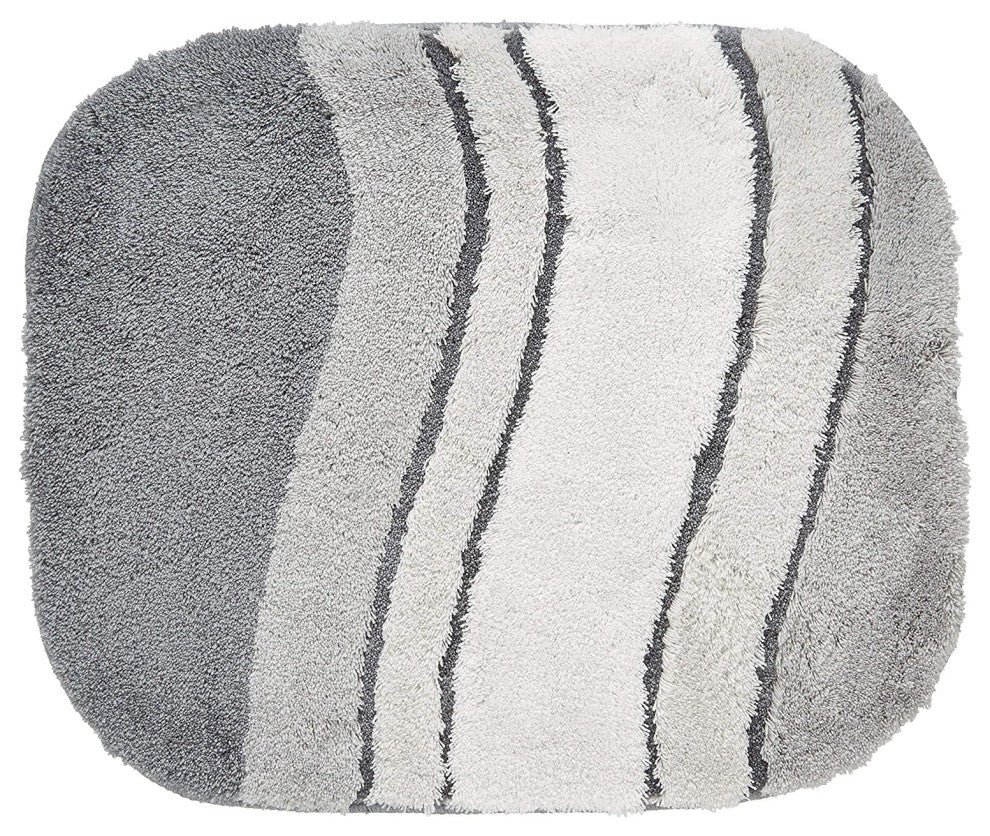 Anthracite Gray Unique Oval Non Slip Washable Bathroom Rug, Siesta, Medium