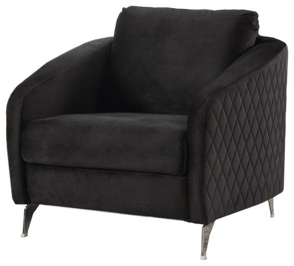 Sofia Velvet Modern Chic Accent Armchair, Black