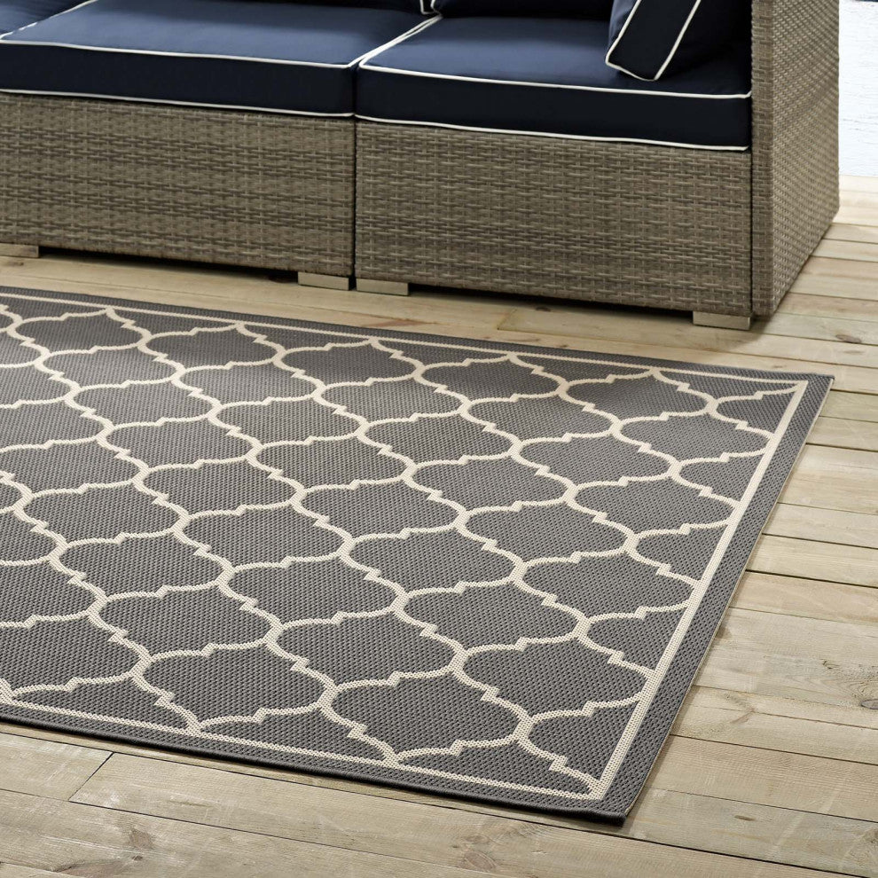 Area Rug Floor Carpet, Indoor Outdoor, Moroccan, Rectangular, 4x6, Gray Beige