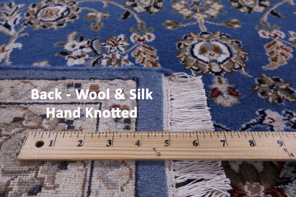4' 2" X 6' 1" Persian Nain Wool & Silk Hand-Knotted Rug - Q13137
