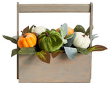 10" Fall Pumpkin Artificial Autumn Arrangement, Wood Basket