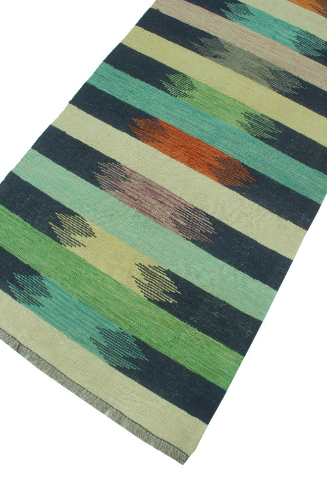 Winchester Kilim Hring Navy/Ivory Runner, 2'11x9'8
