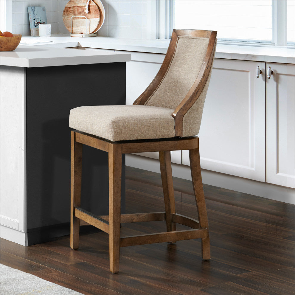 Ellie Bar Stool With Back, Brown, Counter Height
