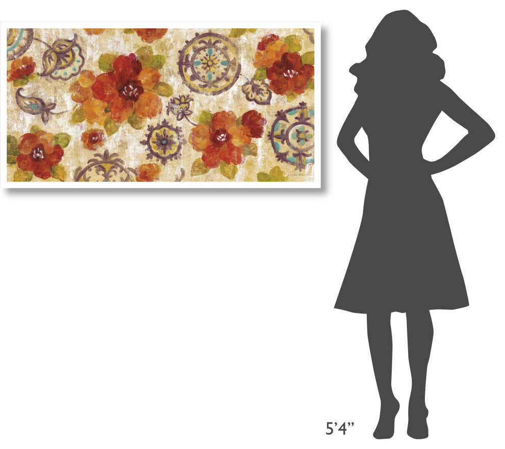 "Hibiscus and Mandala Flowers" Digital Paper Print by Silvia Vassileva, 50"x26"