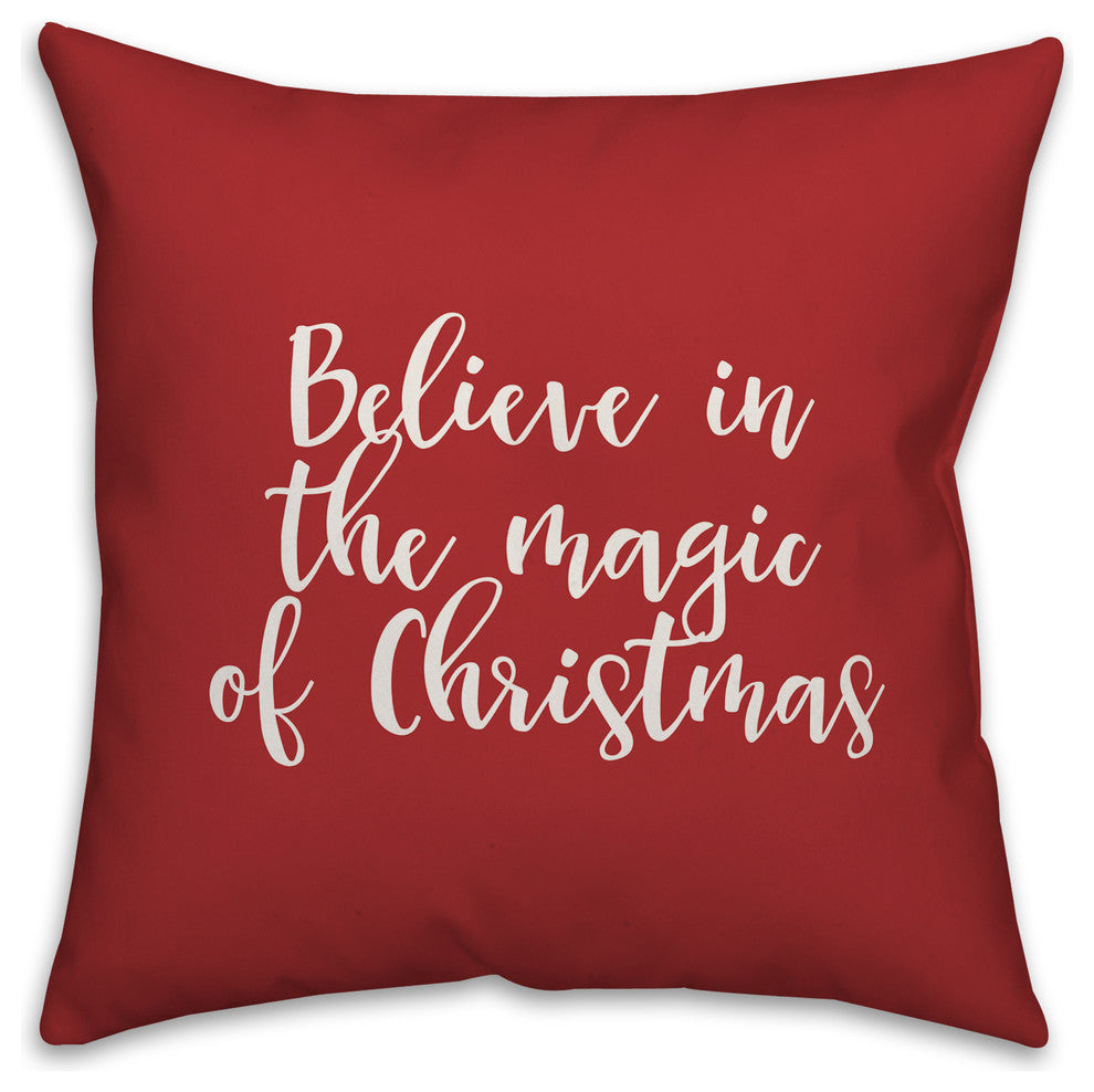 Believe, The Magic of Christmas, Red 18x18 Throw Pillow