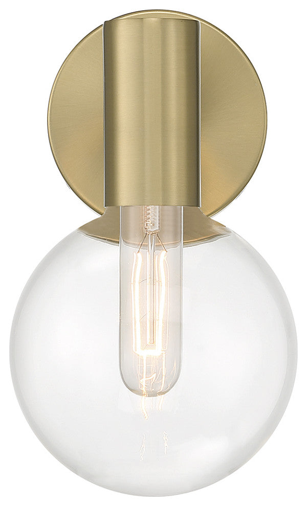 Wright 1-Light Wall Sconce, Matte Black, Warm Brass