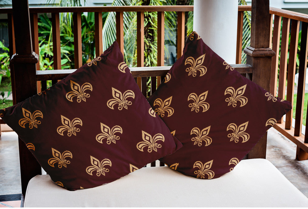18" x 18" Fleur de Lis Indoor/Outdoor Polyester Throw Pillow, Pomegranate