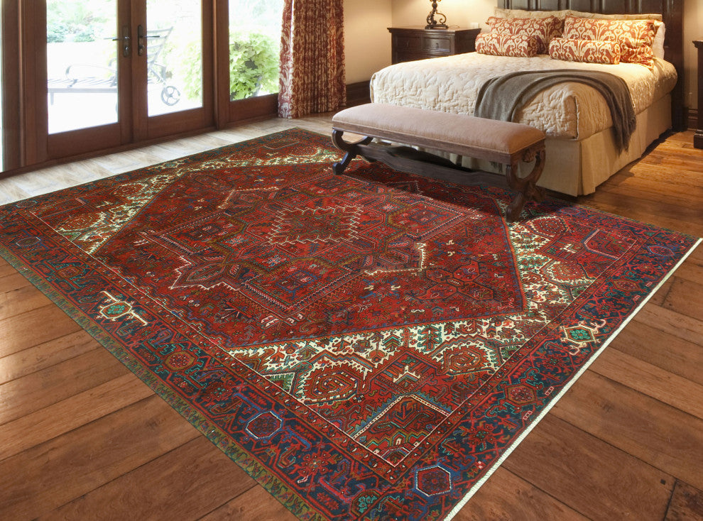 Vintage Heriz Dudley Red/Charcoal Rug, 10'0x12'7