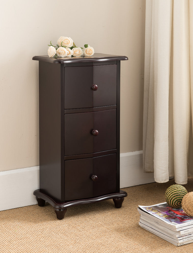 Jackson 3 Drawer Wooden Storage Accent Chest, Dark Cherry