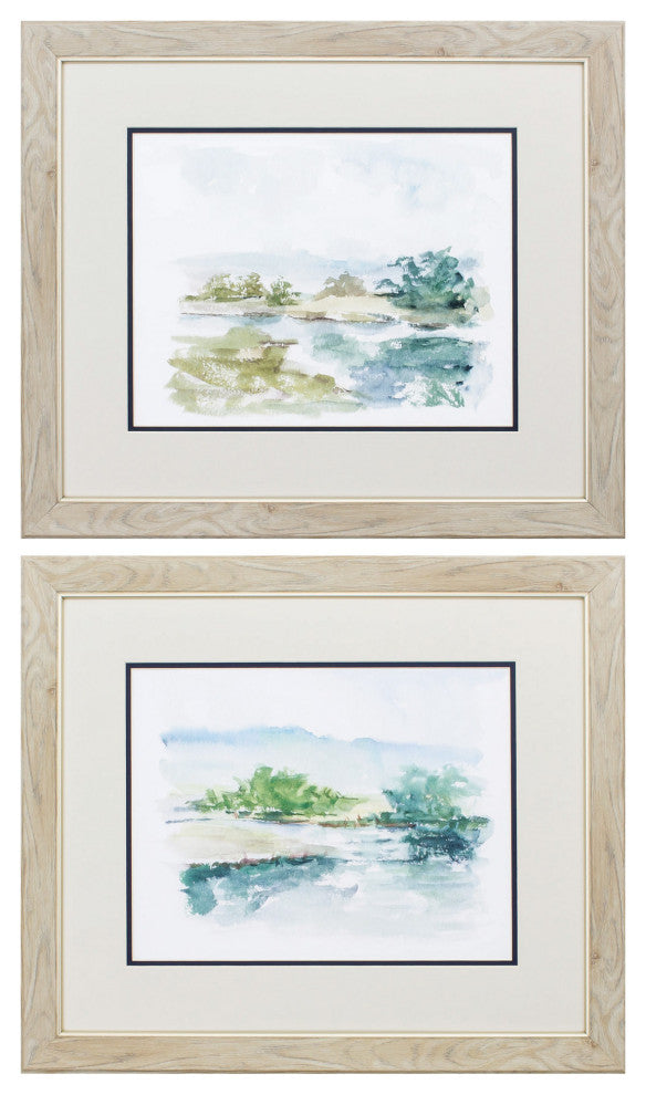 22" X 19" White Frame Spring Watercolor (Set Of 2)