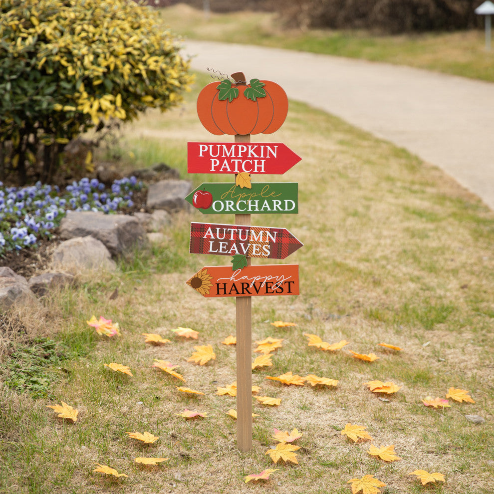 41.75"H Fall Wooden Pumpkin Patch Yard Stake
