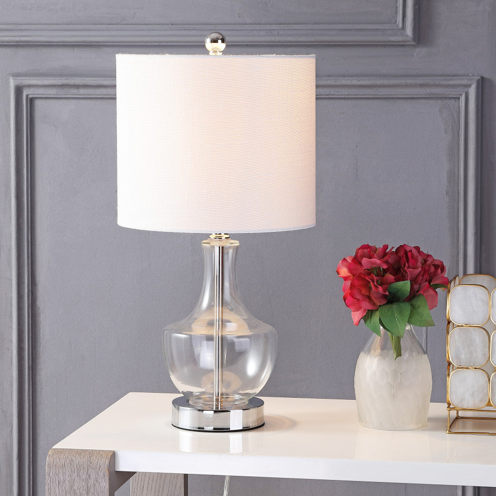Colette 20" Mini Glass Table Lamp, Clear, Single