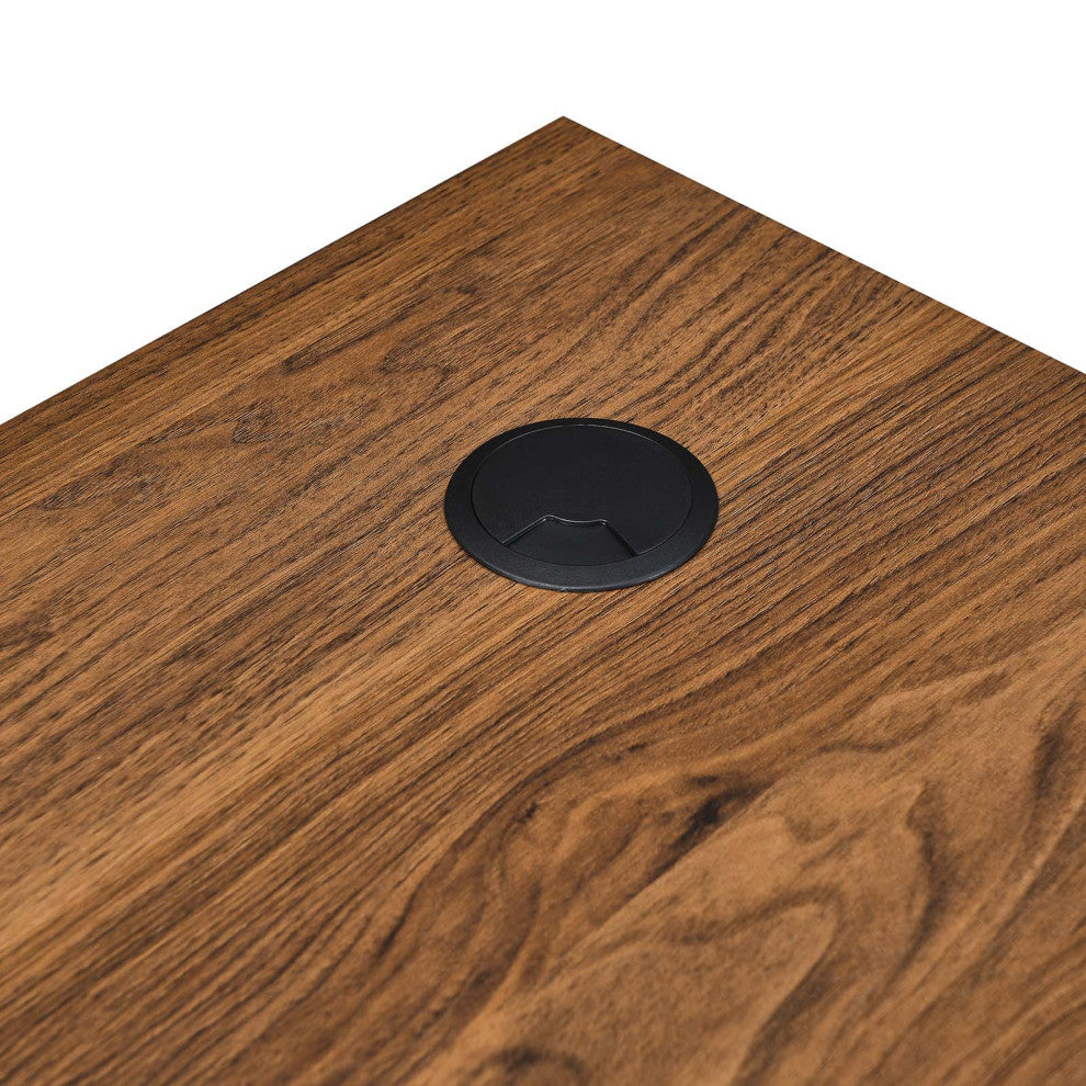Venture L-Shaped Wood Office Desk, Walnut