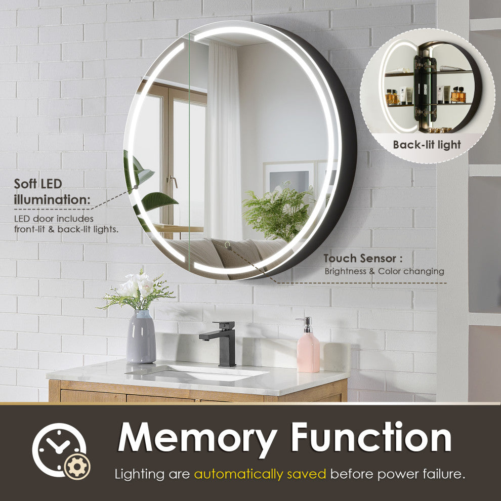 Radiant Frameless Surface-Mount LED Lighted Bathroom Medicine Cabinet, 32"