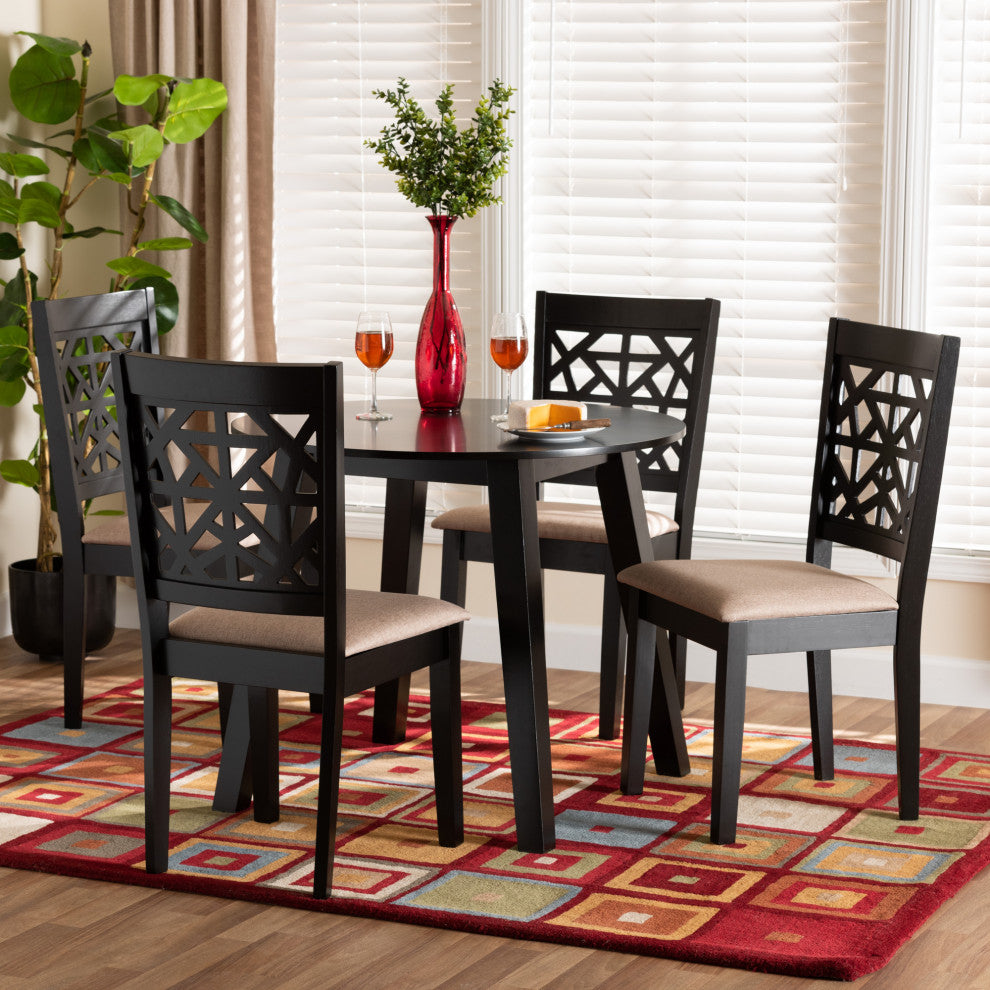 Merit 5-Piece Dining Set, Beige/Dark Brown