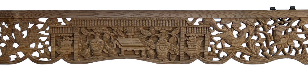 Chinese Vintage Relief Scenery Carving Arch Shape Wood Wall Art Hws3106