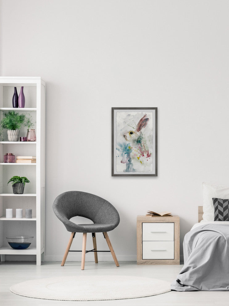 "Painted Bunny" Framed Painting Print, 12"x18"
