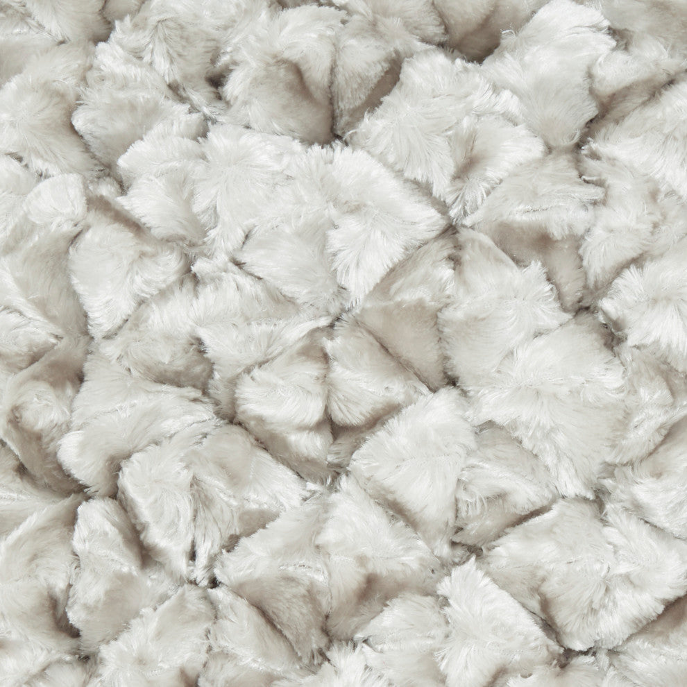 Mina Victory Life Styles Velvet Shimmer Poms Silver Throw Pillow