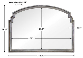Luxe Extra Wide Silver Shaped Arch Wall Mirror 42 in Contemporary Classic Sofa