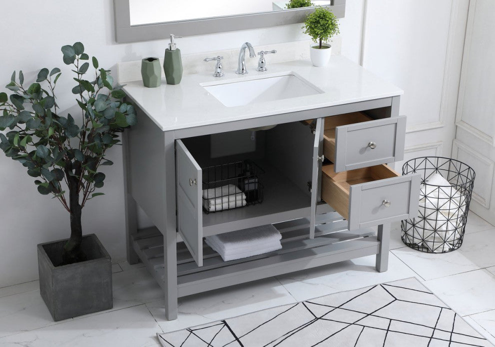 Tobias 42" Single Bathroom Vanity, Gray With Backsplash