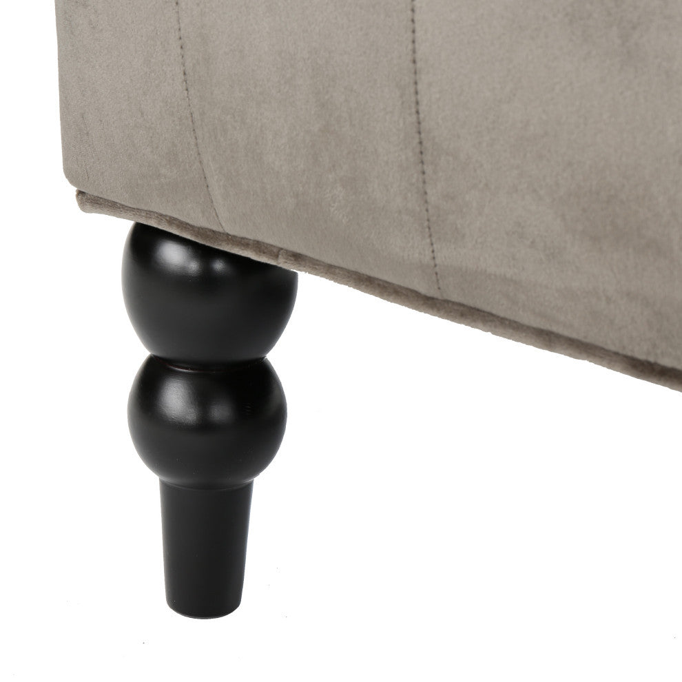 GDF Studio Leona Traditional High Back Tufted Winged Fabric Loveseat, Gray