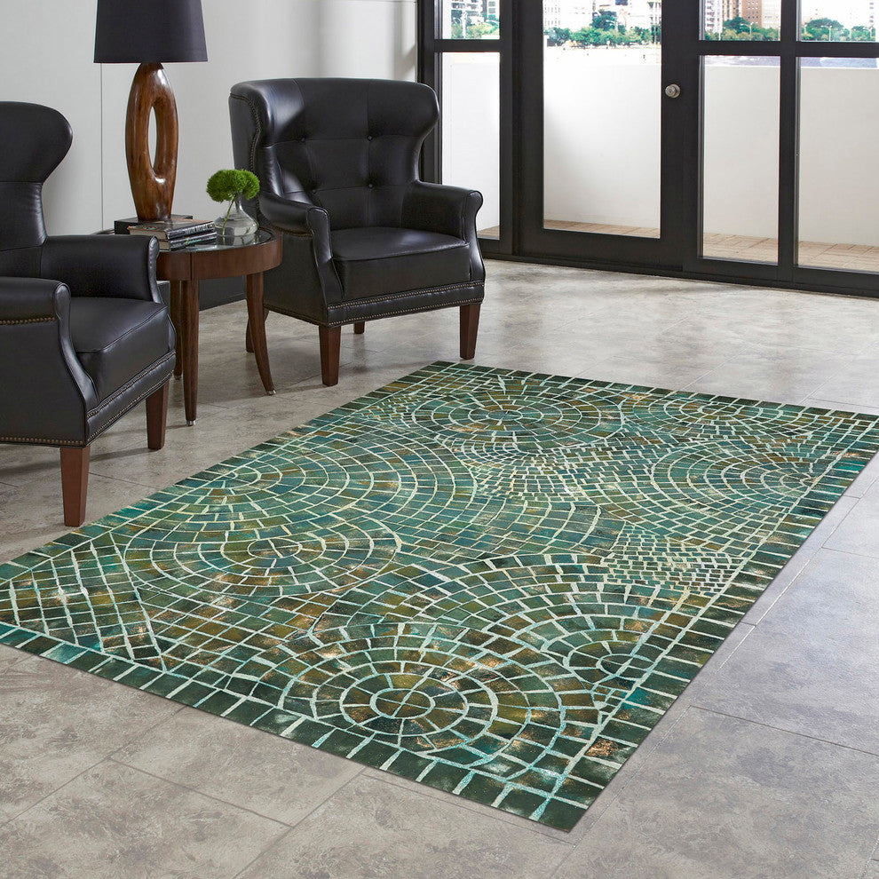 Visions V Arch Tile Indoor/Outdoor Rug Lapis 3'6"x5'6'