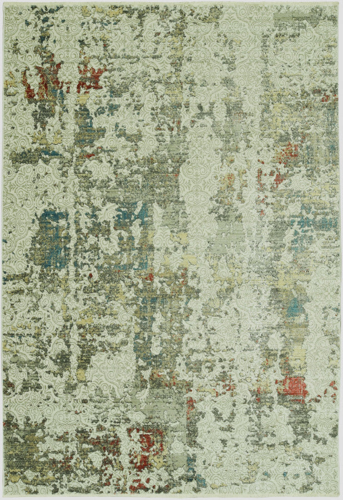 8"x11" Sage Ivory Weathered Vintage Area Rug