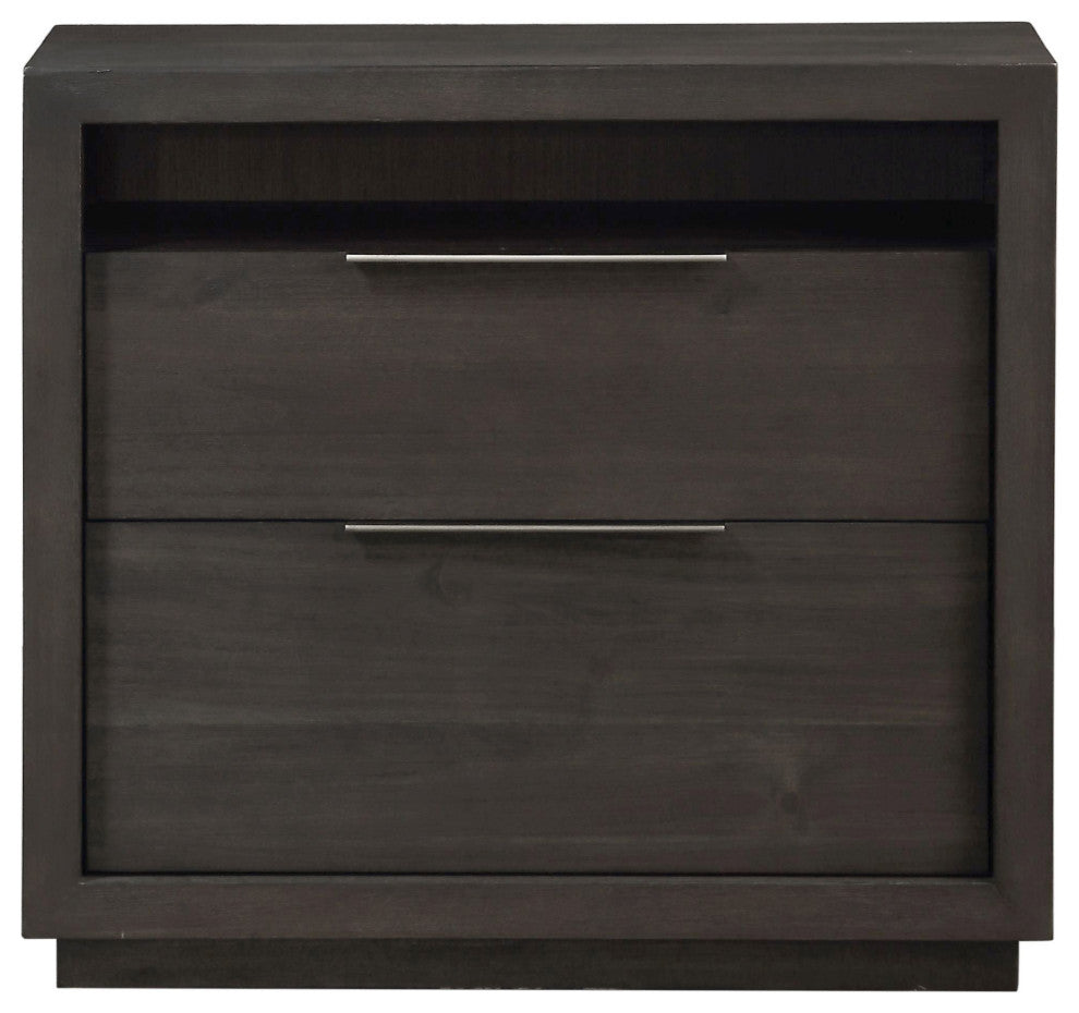 Modus Oxford Two-Drawer Nightstand in Basalt Grey
