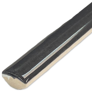 Coco Demi-Bullnose Glossy Black Hat Ceramic Wall Trim