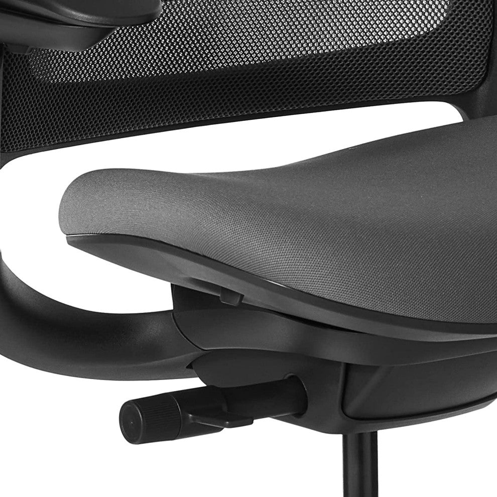 Modern Office Chair, Polyester Seat & Mesh Back With Lumbar Support, Graphite
