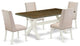 5-Piece Dinette Set, 4 Chairs and Table With Jacobean Table Top, Linen White