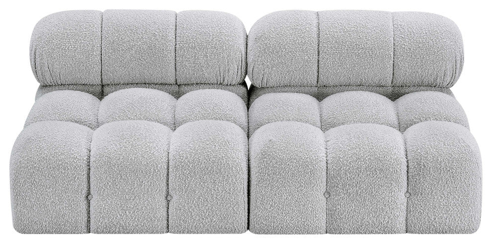 Ames Boucle Fabric Modular Sofa, Grey, 2-Piece: 2 Armless Chair