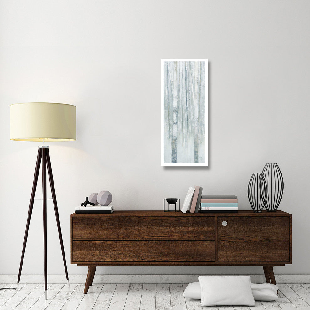 "Birches in Winter Blue Gray Panel I" Print by Julia Purinton, 18"x42"