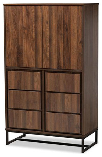 Neil Brown Finished Wood and Black Finished Metal Multipurpose Storage Cabinet