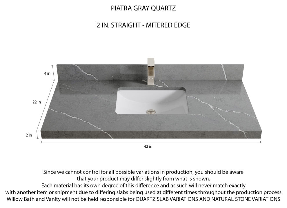 Parker 42 Single Sink Bath Vanity in Lafayette Green  2" Piatra Gray
