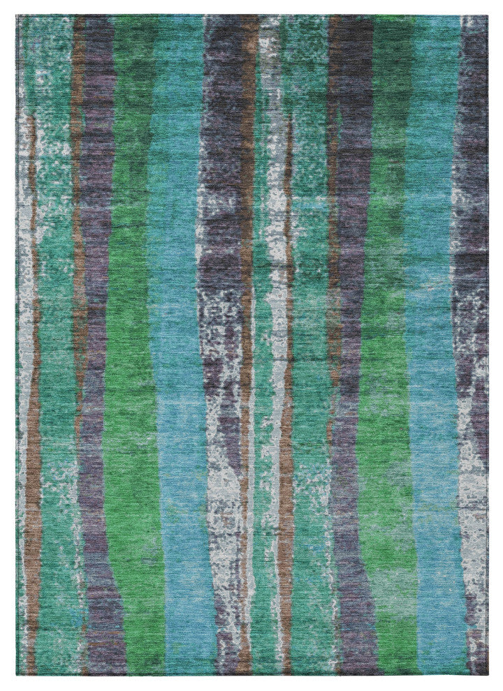 Machine Washable Indoor/Outdoor Chantille ACN1910 Teal 9' x 12' Rug