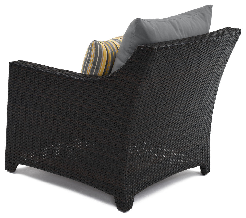 Deco 5 Piece Sunbrella Outdoor Club Chair and Ottoman Set, Charcoal Gray