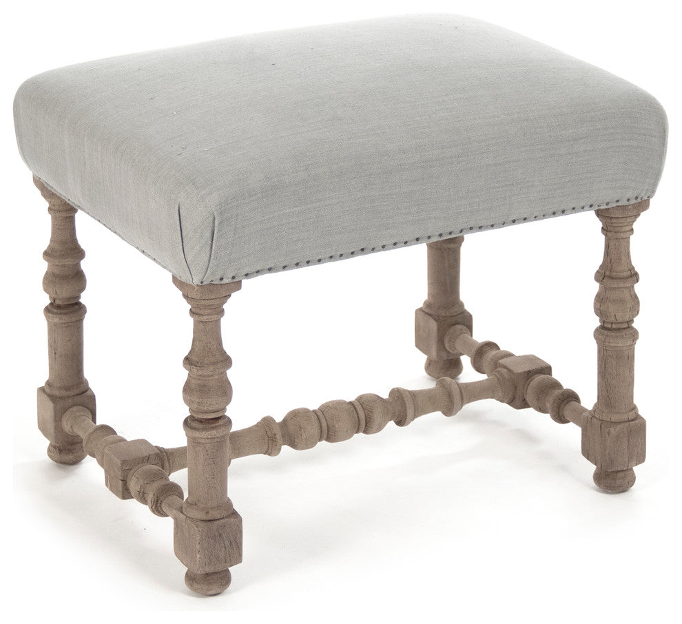 Audrey Stool, Natural Dry Oak, Blue Linen