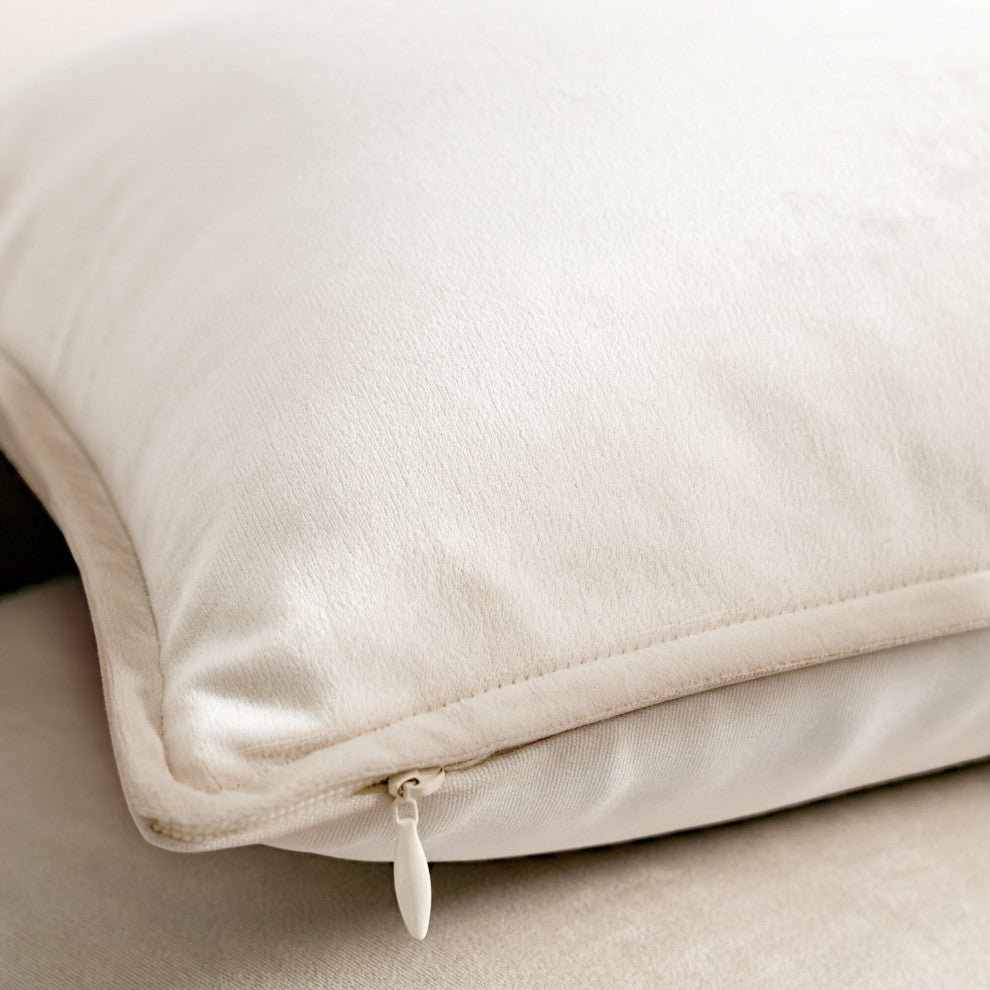 A1HC Soft Velvet Throw Pillow Covers Only, Set of 2, Cream, 24"x24"