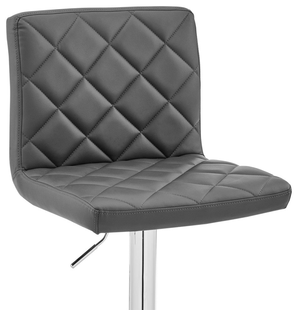 Duval Adjustable Gray Faux Leather Swivel Bar Stool
