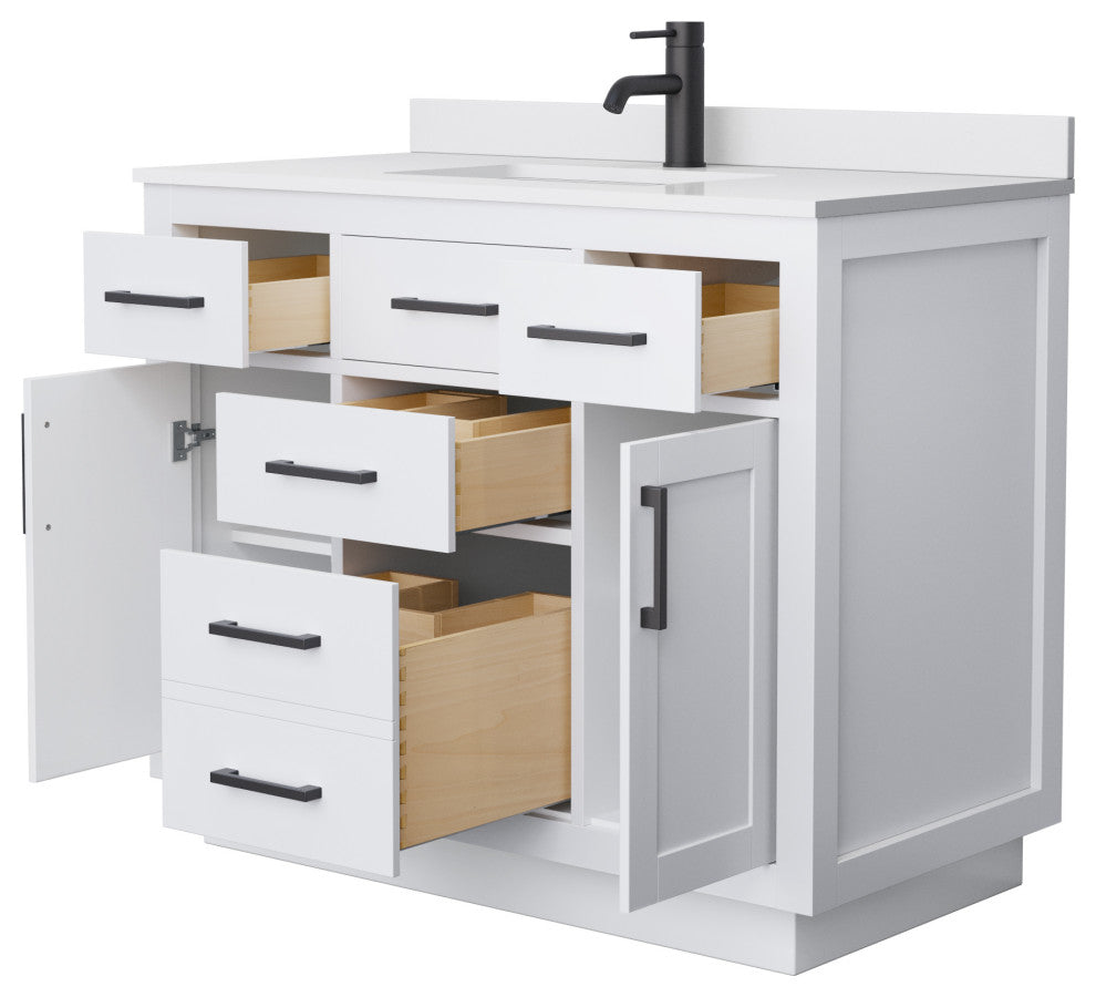 Beckett TK 42" Single Vanity,  Cultured Top, Black Trim