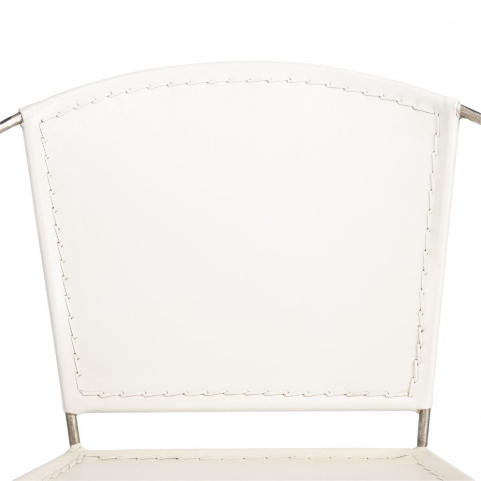 Modern Ring Shape White Leather Accent Chair