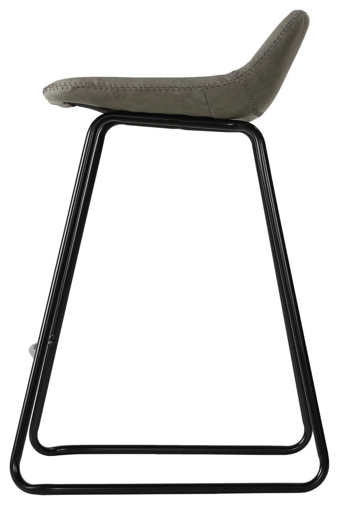 Cortesi Home Ava Counterstools In Faux Leather, Set of 2, Grey