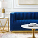 Tufted Loveseat Sofa, Velvet, Blue Navy, Modern, Living Lounge Hotel Hospitality