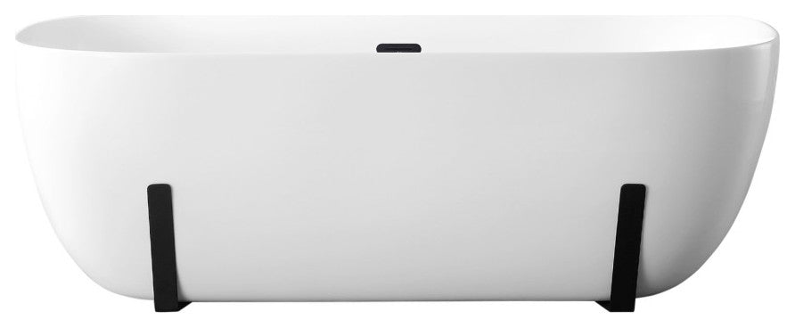 OVE Decors Sayuri Freestanding 63" Acrylic Flatbottom Bathtub, White