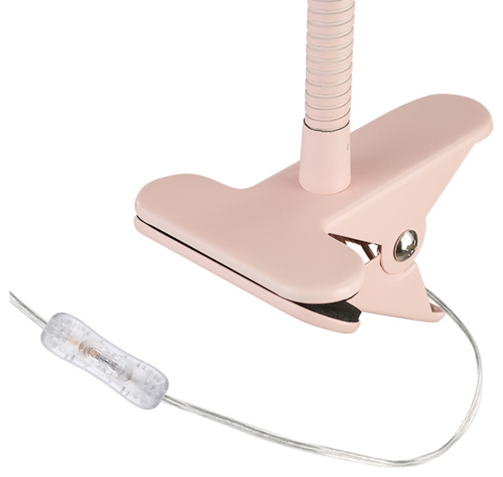 Matte Pink Clip-Arm Desk Lamp, Adjustable Arm