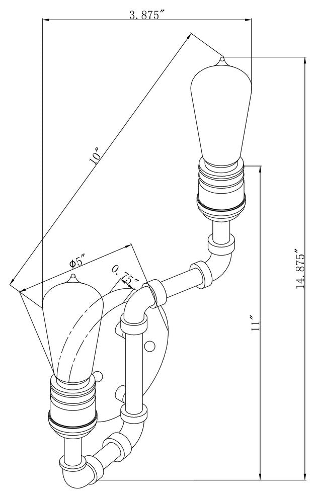 2 Light Wall Bracket, Brushed Nickel