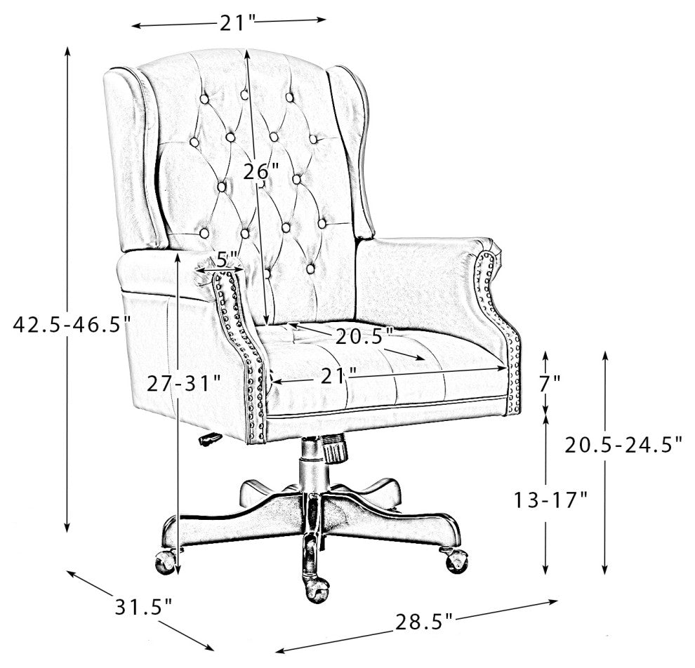 Executive Swivel Office Task Chair With Tufted Back, Turquoise