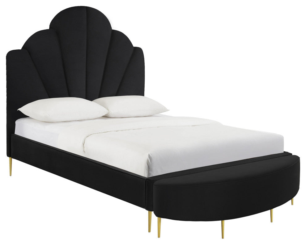 Bianca Black Velvet Bed in Queen