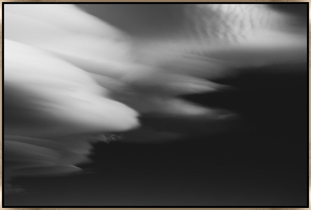 36x24 Lenticular Clouds V, Framed Artwork, Silver